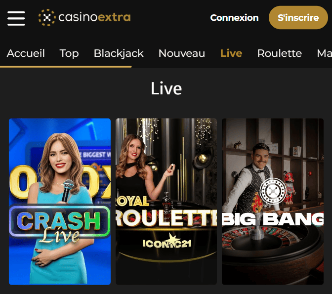 Live Casino sur Casino Extra Connexion à Casino Extra et Découvrez Croupier en Direct Jeux