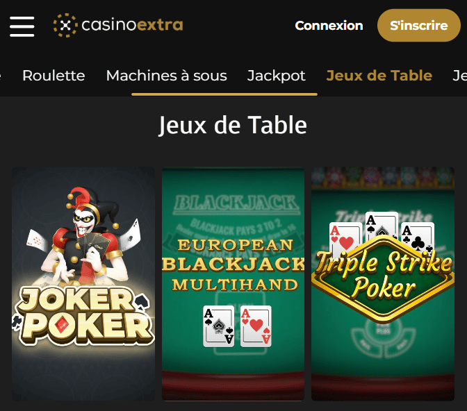 Table Jeux en Casino Extra CasinoExtra FR avec Top Jeux de Table