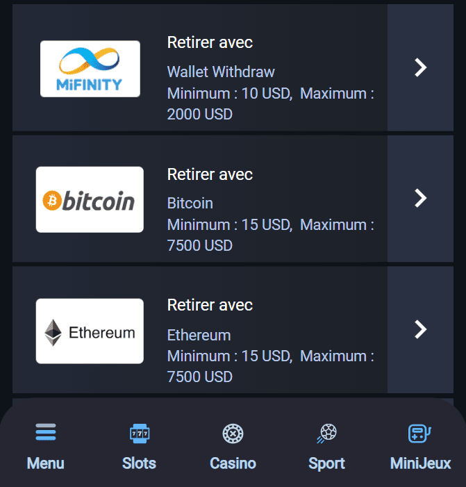 Retirer des Fonds au My Stake 2 Casino