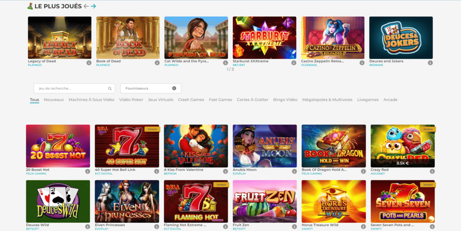 Jeux de Casino en Ligne Machines à sous et divers jeux disponibles dans les casinos virtuels pour les joueurs français